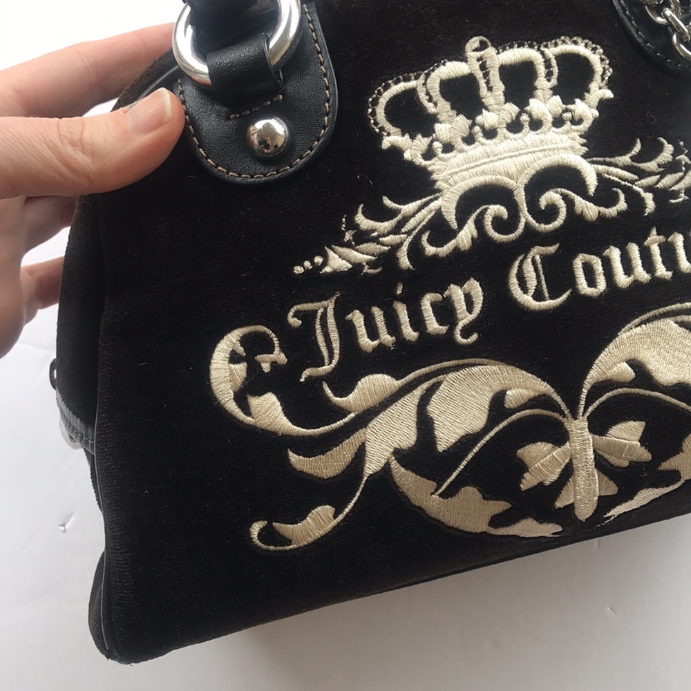Rare Vintage Juicy Couture OG Bowler Bag Purse Velour Brown Charm Love P&G Y2k - Picture 9 of 17